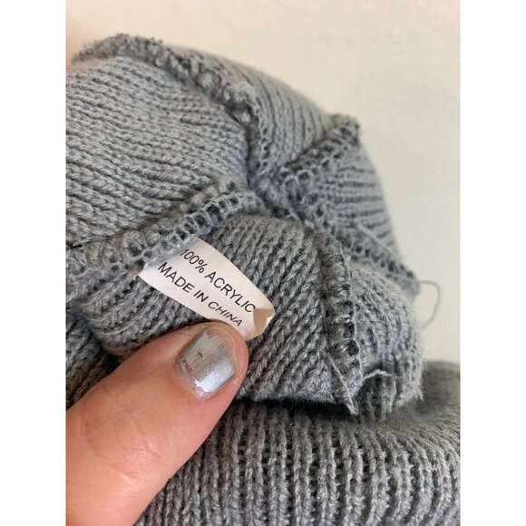 Texas Knit Beenie Winter Hat Casual Unisex Adult Gray Acrylic Sweater Pom - Picture 4 of 4